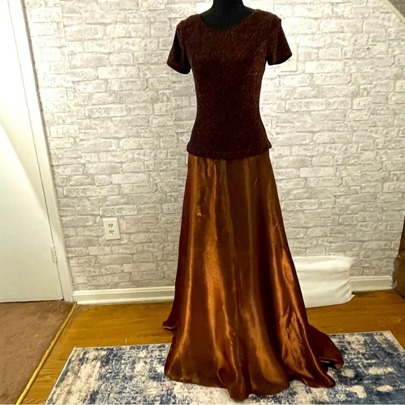 JS Collections Dresses & Skirts - JS Collections Brown Glitter/Copper Nylon Gown
